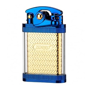 smoke king windproof rock arm blue kerosene lighter  transparent fuel tank  zorro original metal retro ignition wheel lighter for camping edc fireplaces  fuel not included