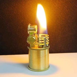 smoke king vintage brass trench lighter  windproof refillable flint wheel lighter with fuel window  classic zorro design fuel not included