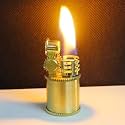 Smoke King Vintage Brass Trench Lighter | Windproof Refillable Flint Wheel Lighter with Fuel Window | Classic Zorro Design (Fuel Not Included)