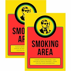 Smoking Area Sign Sticker Board 20.5 x
