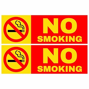 no smoking sign sticker 205 x 7 cm  pack of 2  waterproof coated sign board with 4 corner holes  peel amp stick or screw fix  office shop hotel home wall signage no smoking small - 205 x 7 cm