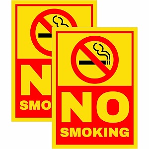 no smoking sign sticker board 205 x 145 cm  self adhesive amp screw fixing option  indoor outdoor warning sign  pack of 2 no smoking medium -205 x 145 cm