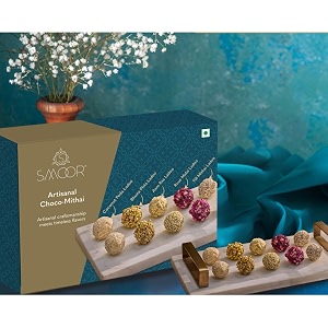 smoor artisanal choco mithai - 9pcs premium sweets gift box  luxury gift hamper for birthdayanniversarymother39s daychristmasnew year amp special occasions  99g