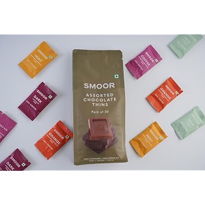 smoor assorted chocolate thins gift box  premium chocolate gift box  luxury gift hamper for birthdayanniversary amp special occasions  box of 20 90 gram