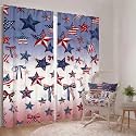 SmoothNovelty 2 Pcs 4th of July Curtains Patriotic Stars Window Drapes Red White Blue Independence Day Curtains for Bedroom Living Room Kitchen Window Treatment, 52 x 84 Inches