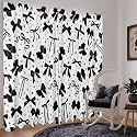 SmoothNovelty 2 Pcs Black Bow Curtains for Living Room Black and White Bow