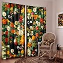 SmoothNovelty 2 Pcs Black Cat Flower Curtains for Living Room Boho Floral