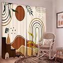 SmoothNovelty 2 Pcs Boho Curtains for Living Room Mid Century Abstract