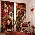 SmoothNovelty 2 Pcs Christmas Black Santa Curtains for Living Room Angel
