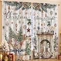 SmoothNovelty 2 Pcs Christmas Curtains for Living Room Xmas Tree Pine Fruit