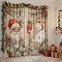 SmoothNovelty 2 Pcs Christmas Curtains for Living Room Vintage Santa Claus