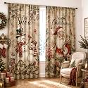 SmoothNovelty 2 Pcs Christmas Curtains for Living Room Vintage Snowman