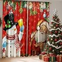 SmoothNovelty 2 Pcs Christmas Curtains for Living Room Snowman Santa Claus