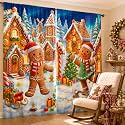 SmoothNovelty 2 Pcs Christmas Gingerbread Curtains for Living Room