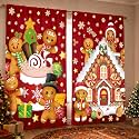 SmoothNovelty 2 Pcs Christmas Gingerbread Curtains for Living Room