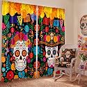 SmoothNovelty 2 Pcs Day of The Dead Curtains for Living Room Sugar Skull