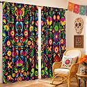 SmoothNovelty 2 Pcs Day of The Dead Curtains for Living Room Mexican Floral