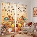 SmoothNovelty 2 Pcs Fall Curtains for Living Room Pumpkin Maple Leaf Gnome