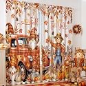 SmoothNovelty 2 Pcs Fall Curtains for Living Room Scarecrow Gnome Pumpkin