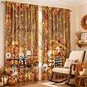 SmoothNovelty 2 Pcs Fall Curtains for Living Room Pumpkin Maple Leaf