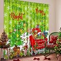 SmoothNovelty 2 Pcs Green Christmas Curtains for Living Room Xmas Tree
