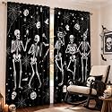 SmoothNovelty 2 Pcs Halloween Curtains for Living Room Skeleton Pumpkin