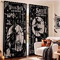 SmoothNovelty 2 Pcs Halloween Curtains for Living Room Gothic Black Witch