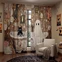SmoothNovelty 2 Pcs Halloween Curtains for Living Room Vintage Ghost Cat