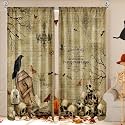 SmoothNovelty 2 Pcs Halloween Curtains for Living Room Gothic Skull Crow