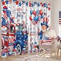 SmoothNovelty 2 Pcs Patriotic Curtains 4th of July Truck Window Drapes Independence Day Curtains for Living Room Bedroom Kitchen Window Treatment, 52 x 84 Inches