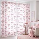 SmoothNovelty 2 Pcs Pink Bow Curtains for Living Room Ruffle Bow Curtains