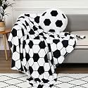 SmoothNovelty 2 Pcs Soccer Throw Blanket and Pillow Set Blanket Pillow
