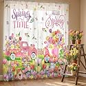 SmoothNovelty 2 Pcs Spring Curtains for Living Room Tulip Flower Butterfly