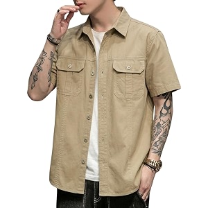 SMOWKLY Mens Casual Solid Printed Cotton Regular