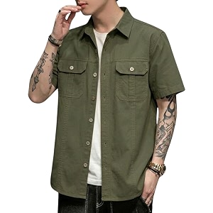 SMOWKLY Mens Casual Solid Printed Cotton Regular
