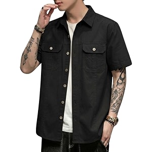SMOWKLY Mens Casual Solid Printed Cotton Regular