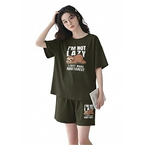 smowkly women korean shorts pajama set summer night top amp shorts dress cotton blend nightwear set top amp shorts sleepwear lounge wear soft comfortable night suit ladies  co-ord home wear set