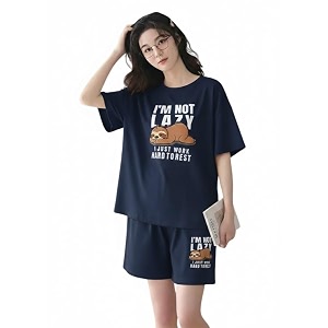 smowkly women korean shorts pajama set summer night top amp shorts dress cotton blend nightwear set top amp shorts sleepwear lounge wear soft comfortable night suit ladies  co-ord home wear set