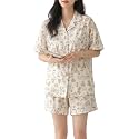 SMOWKLY Women Korean Shorts Pajama Set |Summer Night Top &amp; Shorts Dress |Cotton Blend Nightwear Set Top &amp; Shorts Sleepwear Lounge Wear Soft Comfortable Night Suit Ladies | Co-Ord Home Wear Set