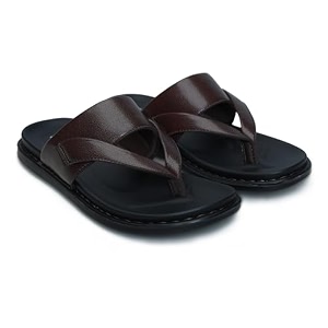Mens Solid Casual Flat Slipper Faux Leather