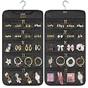 SMRITI Hanging Jewelry Organizer 40 Zippered Pocket, 2-Sided,1 Pack Black