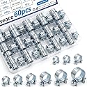 smseace 60Pcs Fuel Line Clamps Fuel Injection Hose Clamps 8-Sizes 7-16mm Zinc Plated High Pressure Hose Clamps For Diesel/Petrol Pipe in Automotive,Marine,Truck