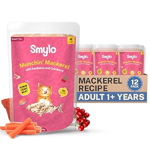 smylo natural healthy adult cat wet food 1 yrs 70g x 12 packs  mackerel kanikama amp cranberry  for healthy skin amp coat supports digestion  no preservatives amp grain free  vet-formulated