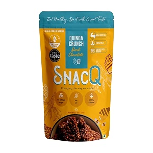 snacqchanging the way we snack quinoa crunch dark chocolate  healthy dessert no added sugar  gluten free no transfat  100 healthy dark chocolate  quinoa crackle  150 grams pack of 1