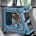 Snagle Paw Portable Dog Crate for Car Travel,Metal Frame Pet Crate,Pet Carrier for Car Back Seat Secures with Headrest Strap and Seatbelt,M