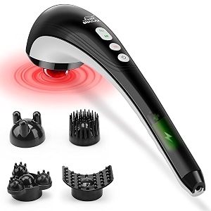 snailax cordless handheld back massager - rechargeable percussion massage with heat deep tissue massager for neck shoulder waist leg foot back pain relief portable wand massager for full body
