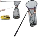 Snake Catcher Net with Secure Drawstring, Rattlesnake Grabber Tool, Reptile Catch Telescopic Pole, 16''-59'' Stainless Steel Extendable Snake Stick&12'' Net Opening for Rattle Snake Removing Catchi