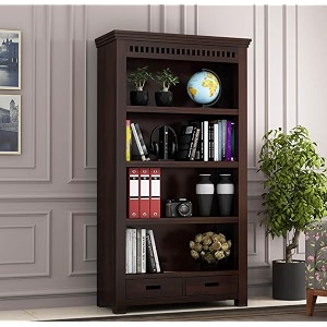 solid sheesham wood book shelf with racks storage library bookshelf  wooden book cabinet office amp home living room bookcases furniture large bbslf-walnut7