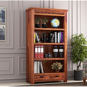 solid sheesham wood book shelf with racks storage library bookshelf  wooden book cabinet office amp home living room bookcases furniture large bbslf-honey7