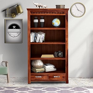 solid sheesham wood corner book shelf with storage  library bookshelf wooden bookcase office amp home living room book cabinet style-08
